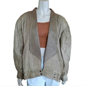 Vintage 90s Leather Coat size Large Lined Insulated Shoulder Pads